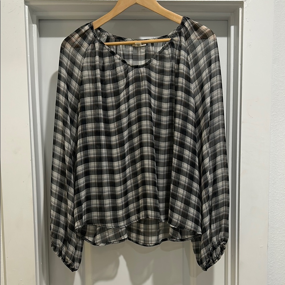 Shear Plaid Women's Top - Black and White